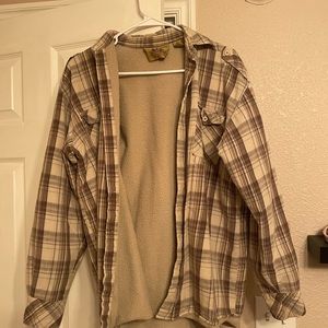 Vintage beige flannel with fleece lining SIZE M
